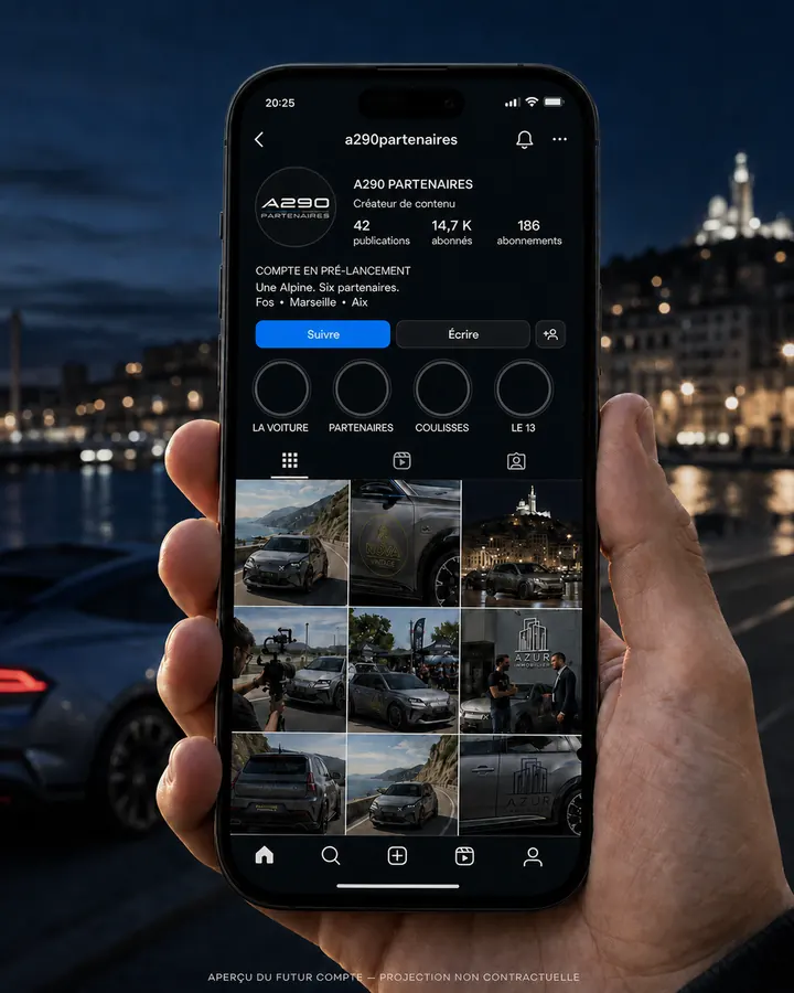 Simulation non contractuelle du futur compte Instagram A290 Partenaires